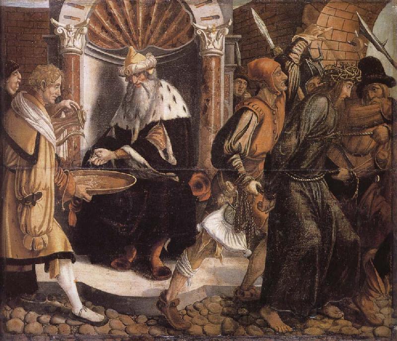 Hans Holbein Pilate wash their hands too oil painting picture